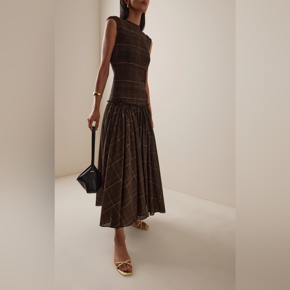 SIEDRES // Renes Smocked Cotton Backless Maxi Dress